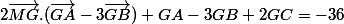 2\vec{MG}.(\vec{GA}-3\vec{GB})+GA-3GB+2GC=-36